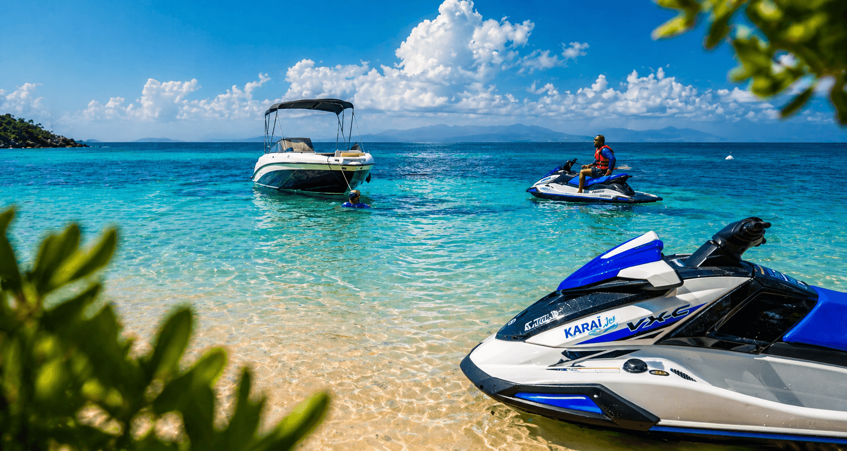 Plage paradisiaque jet ski Guadeloupe