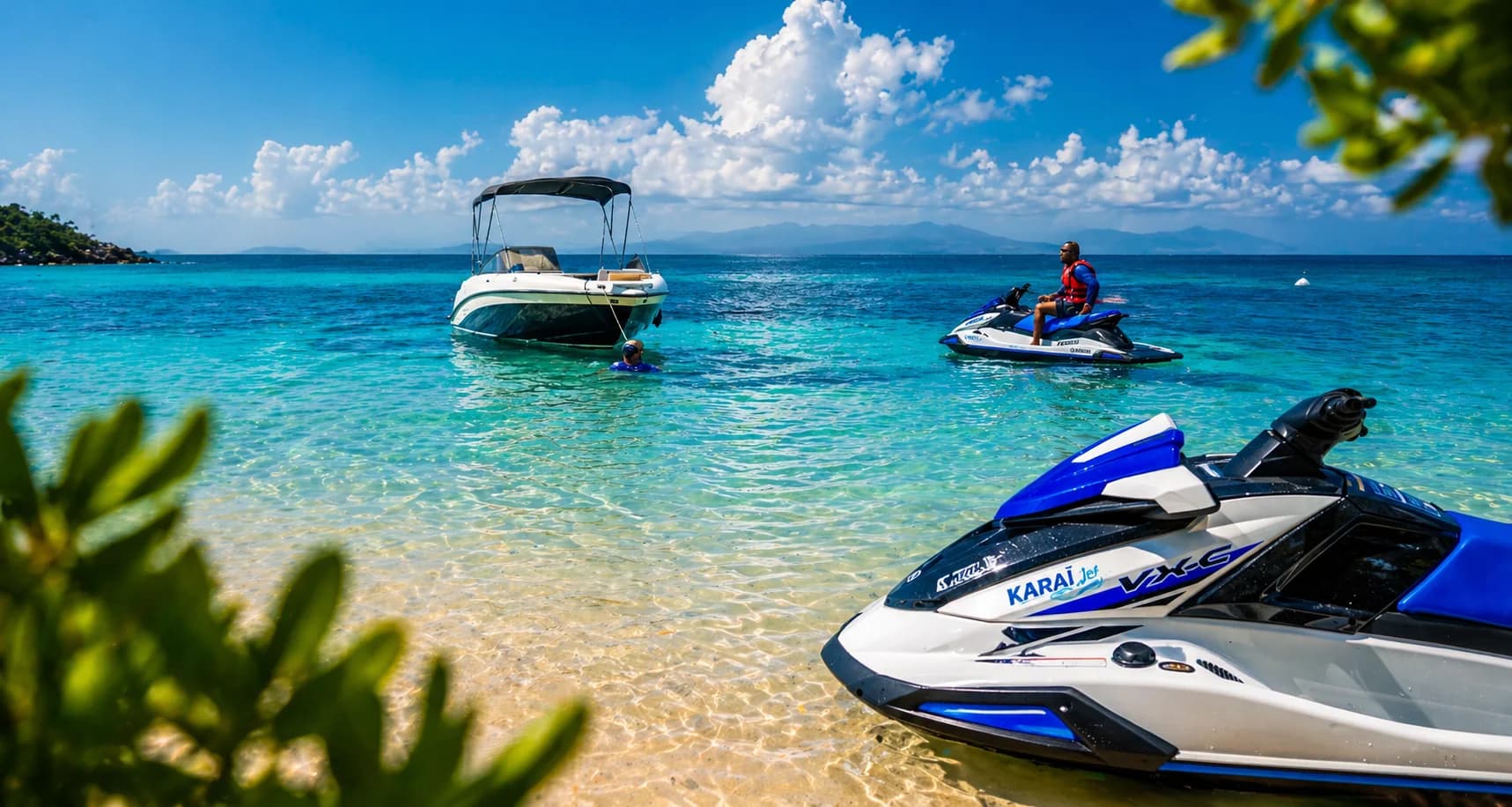 Plage paradisiaque jet ski Guadeloupe