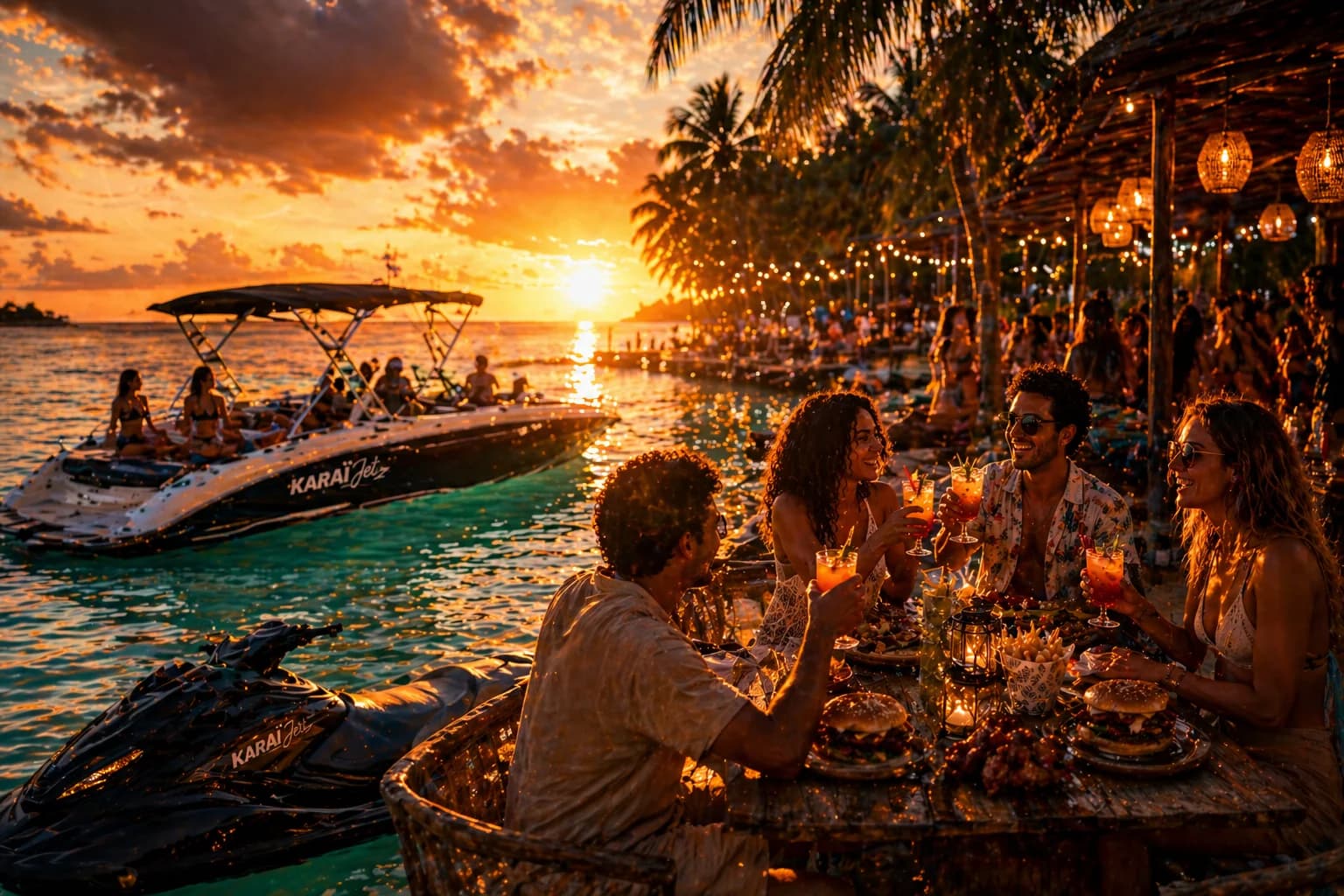 Soirée tropicale au coucher de soleil au Bay House
